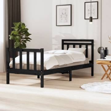 Black Solid Wood Bed Frame 100x200 cm - Stylish & Sturdy