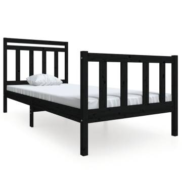 Black Solid Wood Bed Frame 100x200 cm - Stylish & Sturdy