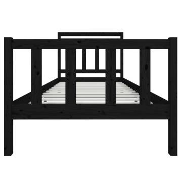 Black Solid Wood Bed Frame 100x200 cm - Stylish & Sturdy