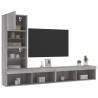 4 Piece TV Wall Units with LED Grey Sonoma Engineered Wood Colour grey sonoma Quantity in Package 1 