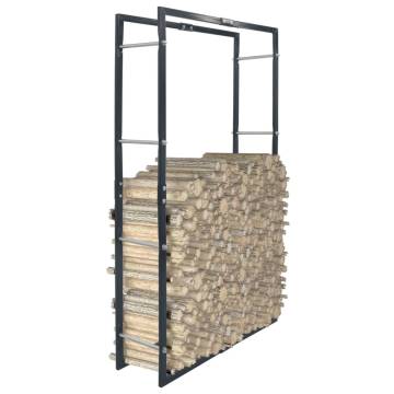 Firewood Rack Black 80x25x150 cm - Heavy-Duty Steel Storage