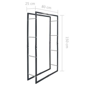 Firewood Rack Black 80x25x150 cm - Heavy-Duty Steel Storage