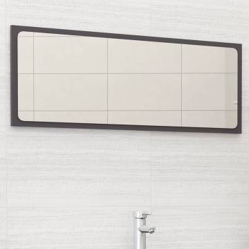 High Gloss Grey Bathroom Mirror - 100x1.5x37 cm