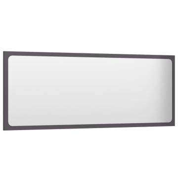 High Gloss Grey Bathroom Mirror - 100x1.5x37 cm