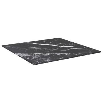 Table Top Black 50x50 cm - Marble Design Tempered Glass