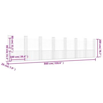 U-shape Gabion Basket with 8 Posts | Durable Iron Structure