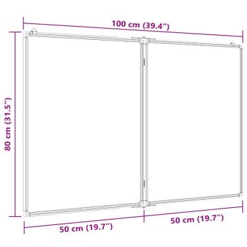 Magnetic Foldable Whiteboard 100x80cm - Aluminium Frame