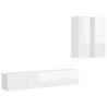 4 Piece High Gloss White TV Cabinet Set | Stylish Storage Solution