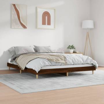 Brown Oak Bed Frame 180x200 cm | Super King Engineered Wood