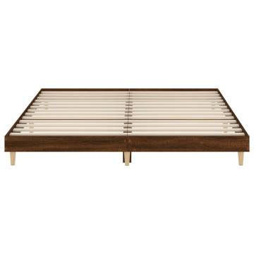 Brown Oak Bed Frame 180x200 cm | Super King Engineered Wood