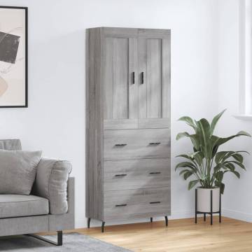 Highboard Grey Sonoma 69.5x34x180 cm - Elegant Storage Solution