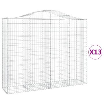 Arched Gabion Baskets - 13 pcs Galvanised Iron | Hipomarket