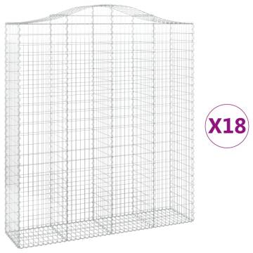 Arched Gabion Baskets 18 pcs - Galvanised Iron | HipoMarket