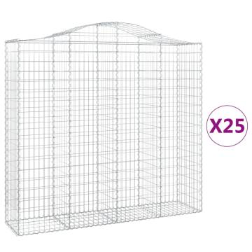 Arched Gabion Baskets - 25 pcs Galvanised Iron | HipoMarket