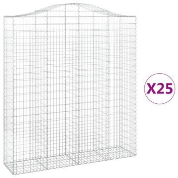 Arched Gabion Baskets - 25 pcs Galvanised Iron | HipoMarket