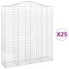 Arched Gabion Baskets - 25 pcs Galvanised Iron | HipoMarket