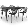 5 Piece Outdoor Dining Set - PVC Rattan Black | Hipo Market