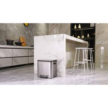 EKO Pedal Bin EcoCasa 30 L Matte Silver - Stylish Waste Solution