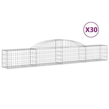 Arched Gabion Baskets - 30 pcs Galvanised Iron | HipoMarket