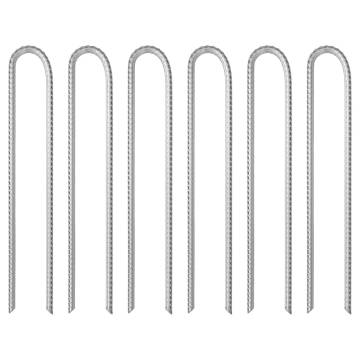 6 pcs U-Shaped Tent Pegs | Galvanised Steel | Heavy-Duty