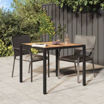 Stylish Garden Table 90x90 cm - Poly Rattan & Acacia Wood