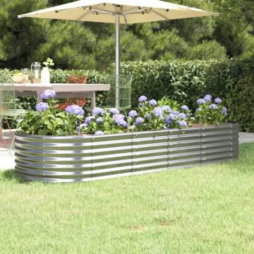 Garden Raised Bed in Powder-coated Steel | 224x80x36 cm - Silver