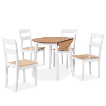 Dining Set 5 Pieces MDF & Rubberwood - White