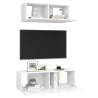 2 Piece White TV Cabinet Set - Stylish Storage Solution