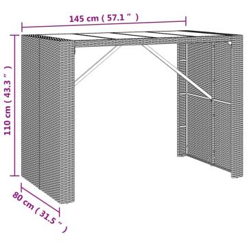 Stylish Grey Bar Table with Glass Top | 145x80 cm | Hipo Market