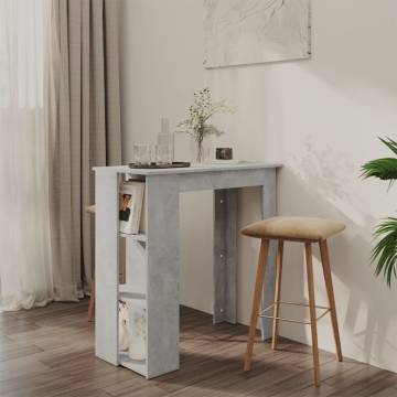 Stylish Concrete Grey Bar Table with Shelf - Compact Design