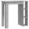 Stylish Concrete Grey Bar Table with Shelf - Compact Design