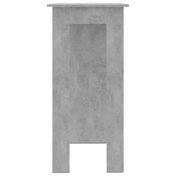 Stylish Concrete Grey Bar Table with Shelf - Compact Design