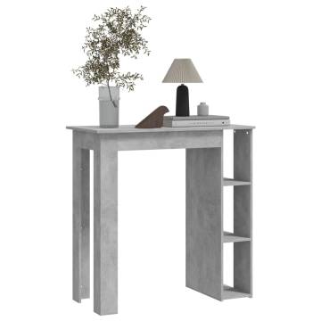 Stylish Concrete Grey Bar Table with Shelf - Compact Design