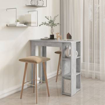 Stylish Concrete Grey Bar Table with Shelf - Compact Design