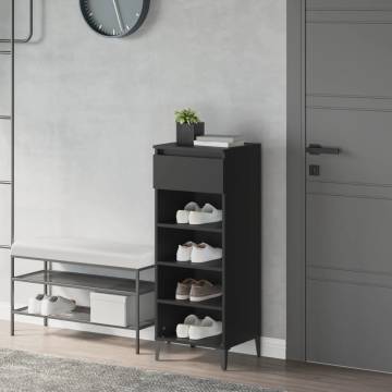 Elegant Black Shoe Rack - Space-Saving Storage Solution