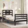 Black Single Wooden Bed Frame with Headboard - Hipomarket