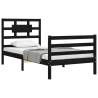 Black Single Wooden Bed Frame with Headboard - Hipomarket