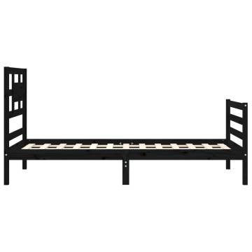 Black Single Wooden Bed Frame with Headboard - Hipomarket