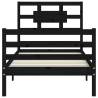 Black Single Wooden Bed Frame with Headboard - Hipomarket