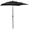 3-Tier Parasol with Aluminium Pole Black 2x2 m Colour black Size 2 x 2 m Quantity in Package 1 