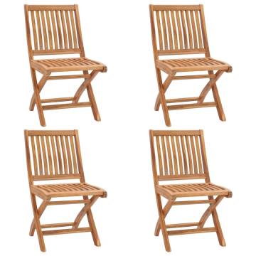 Folding Garden Chairs Set - 4 Pcs Solid Teak Wood