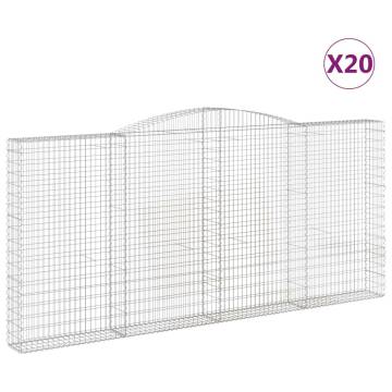 Arched Gabion Baskets - 20 pcs Galvanised Iron | Hipomarket