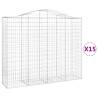 Arched Gabion Baskets - 15 pcs Galvanised Iron | HipoMarket