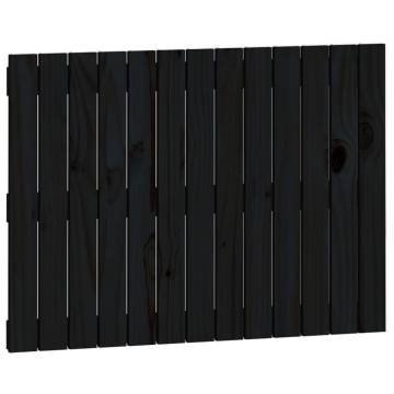 Elegant Black Wall Headboard - Solid Pine Wood 82.5x3x60 cm