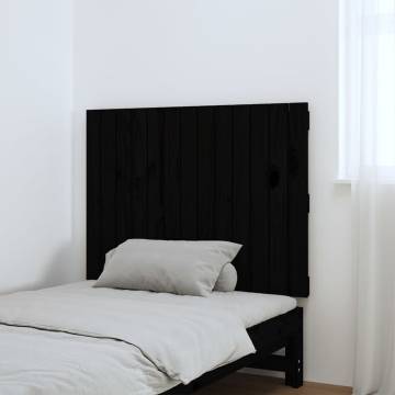 Elegant Black Wall Headboard - Solid Pine Wood 82.5x3x60 cm