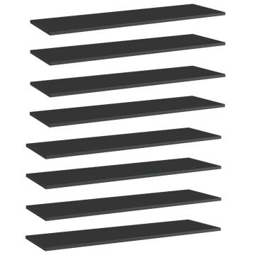 High Gloss Black Bookshelf Boards - 8 Pcs | HipoMarket