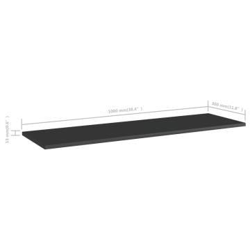 High Gloss Black Bookshelf Boards - 8 Pcs | HipoMarket