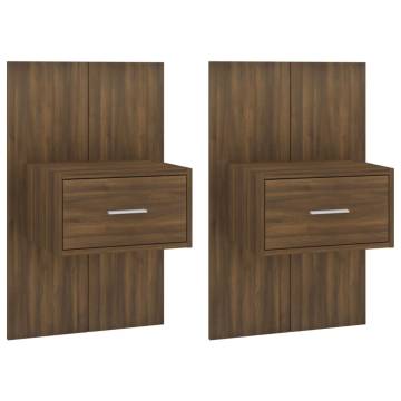 Wall-mounted Bedside Cabinets - 2 pcs Brown Oak | Hipo Market