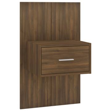 Wall-mounted Bedside Cabinets - 2 pcs Brown Oak | Hipo Market