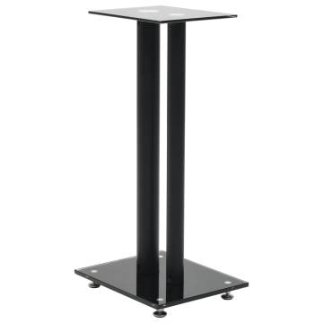 Speaker Stands 2 pcs | Tempered Glass & Pillars Design - Black